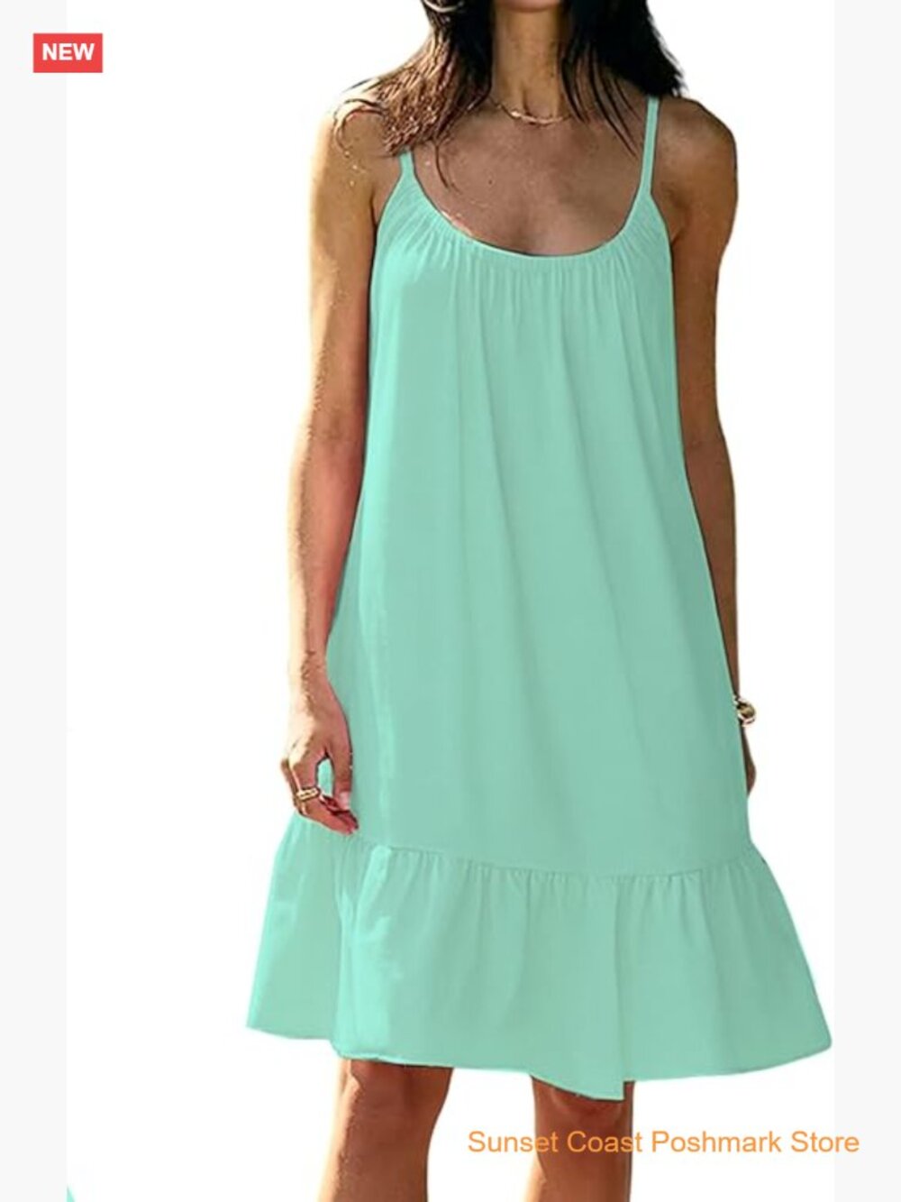 Cotton Spaghetti Strap Nightgown Sleeveless Ruffle Hem Flowy House Dress